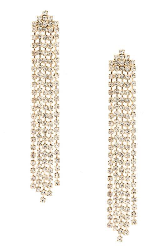 Fringe Rhinestone Chain Drop Earrings
