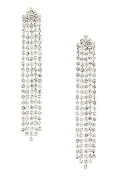 Fringe Rhinestone Chain Drop Earrings
