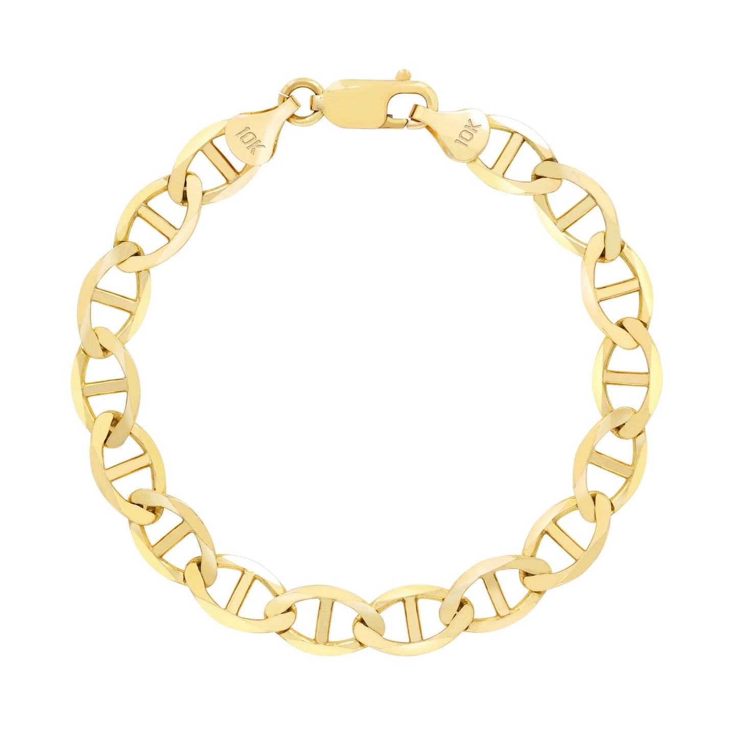10K Real Yellow Gold Solid Mariner 6Mm Chain Anchor Link Bracelet (7"-9") Italian Jewelry for Men & Women