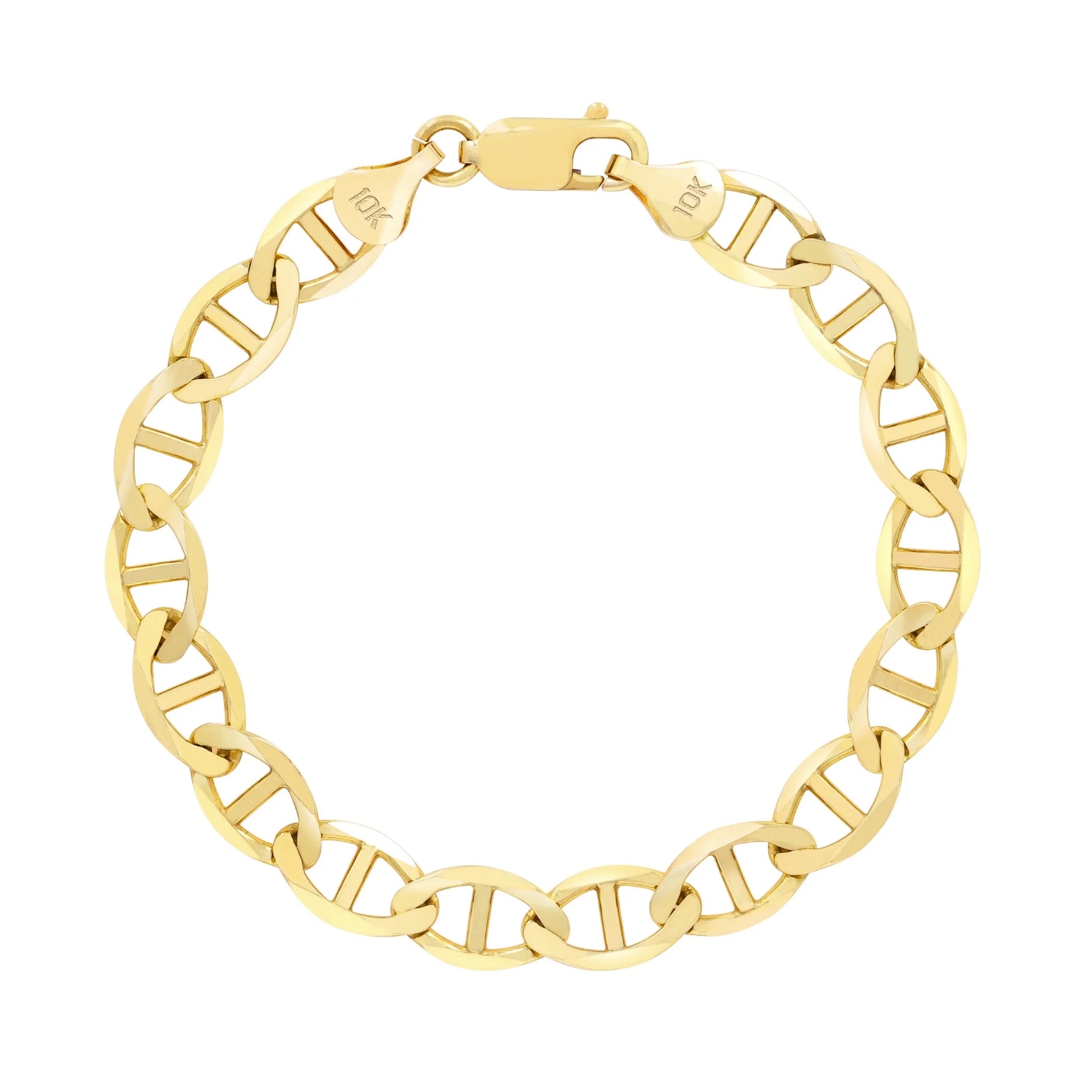 10K Real Yellow Gold Solid Mariner 6Mm Chain Anchor Link Bracelet (7"-9") Italian Jewelry for Men & Women