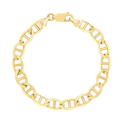 10K Real Yellow Gold Solid Mariner 6Mm Chain Anchor Link Bracelet (7"-9") Italian Jewelry for Men & Women