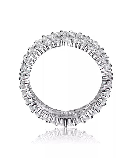 Sterling Silver White Gold Plated Clear round and Marquise Cubic Zirconia Eternity Ring