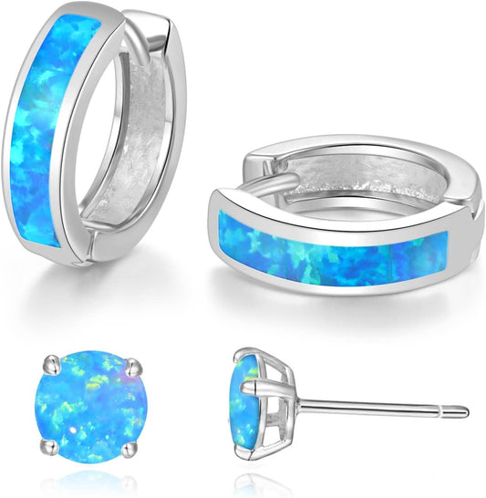 Huggie Earrings Opal Hinged Hoop Earrings Gold Plated Hypoallergenic Small Hoop Earrings for Women Teen Girls Men Sensitive Ears