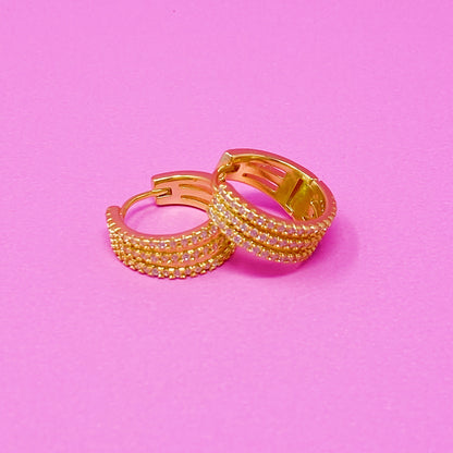 Triple Shine Huggie Earrings