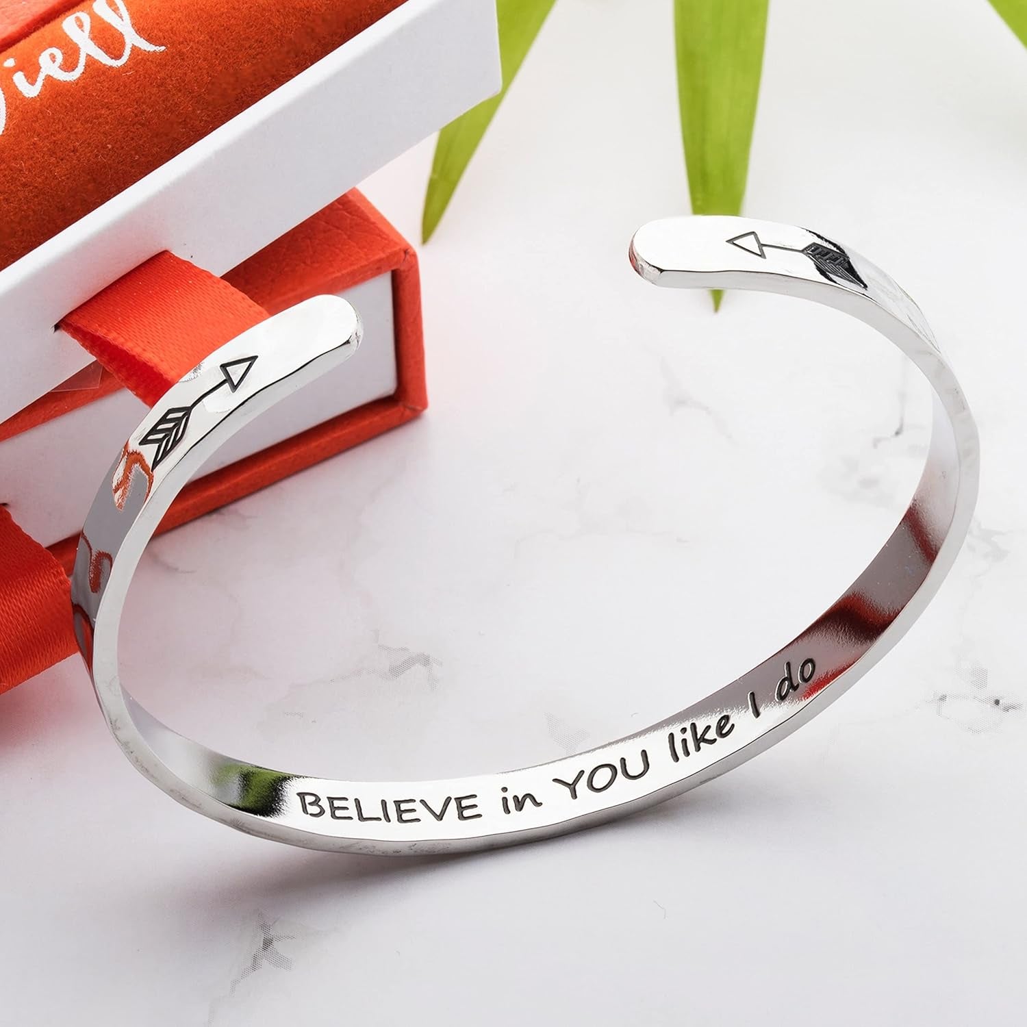 Engraved Cuff Bracelets for Women – Inspirational, Friendship, Love, Mom, Daughter, Sister, Christian, Graduation, Memorial & Wedding Gifts – 80+ Phrases – Stainless Steel, Gift-Ready