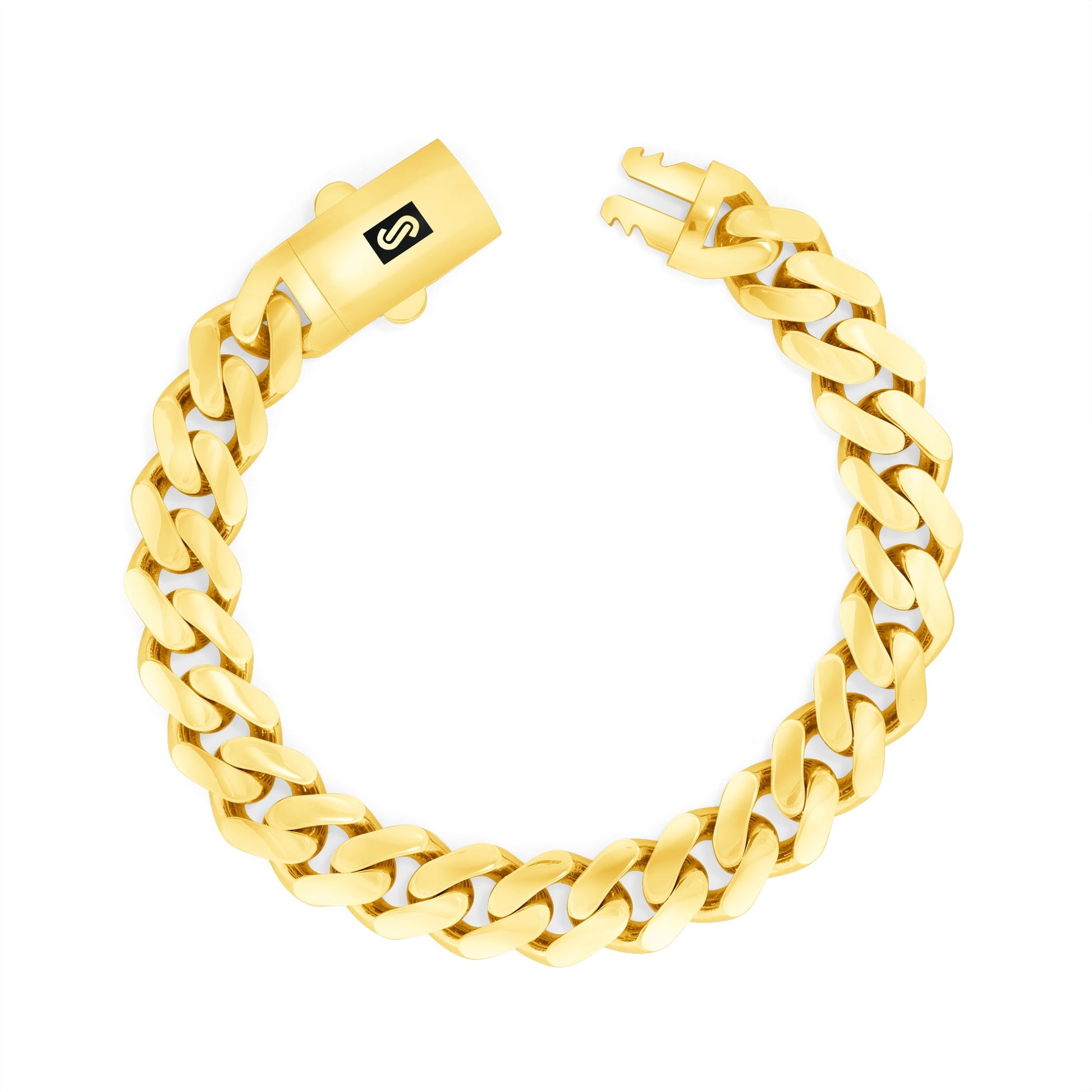14K Real Yellow Gold Royal Monaco 11Mm Miami Cuban Link Bracelet (7"-9") Italian Jewelry for Men & Women