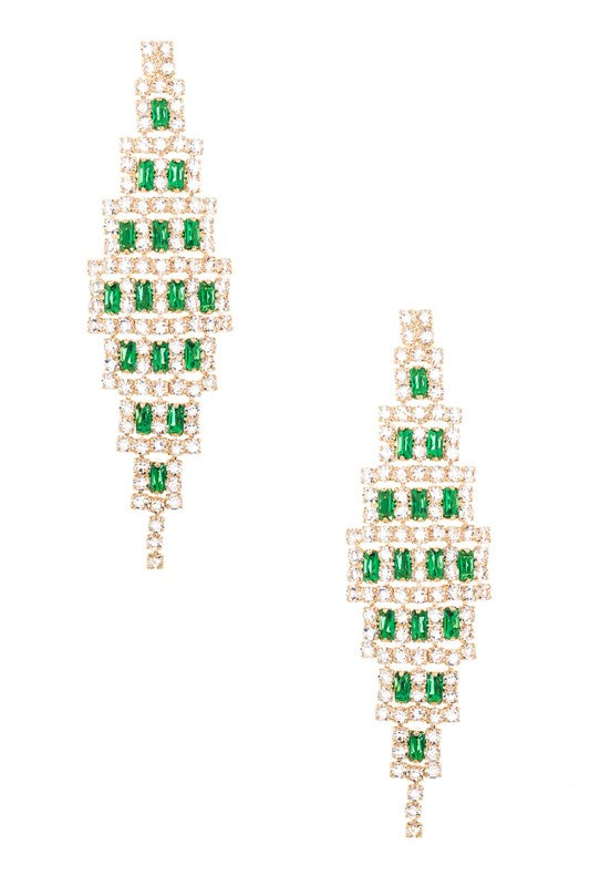 Crystal Layer Rhombus Chandelier Earrings
