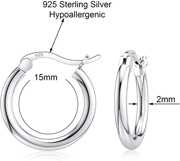 round Hoop Earrings, Sterling Silver, 10Mm-25Mm