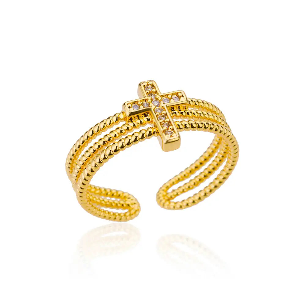 New in Zircon Cross Rings for Women Adjustable Stainless Steel Cross Ring Femme Design Luxury Wedding Jewerly Gift 2025 Anillos