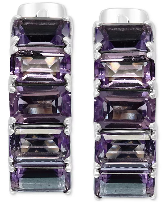 EFFYÂ® Amethyst Small Hoop Earrings (3-1/3 Ct. T.W.) in Sterling Silver, 0.57"