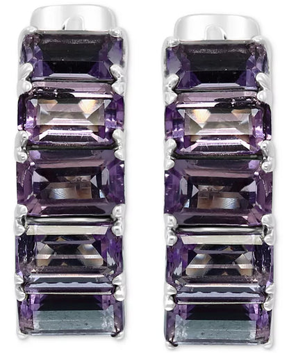 EFFYÂ® Amethyst Small Hoop Earrings (3-1/3 Ct. T.W.) in Sterling Silver, 0.57"
