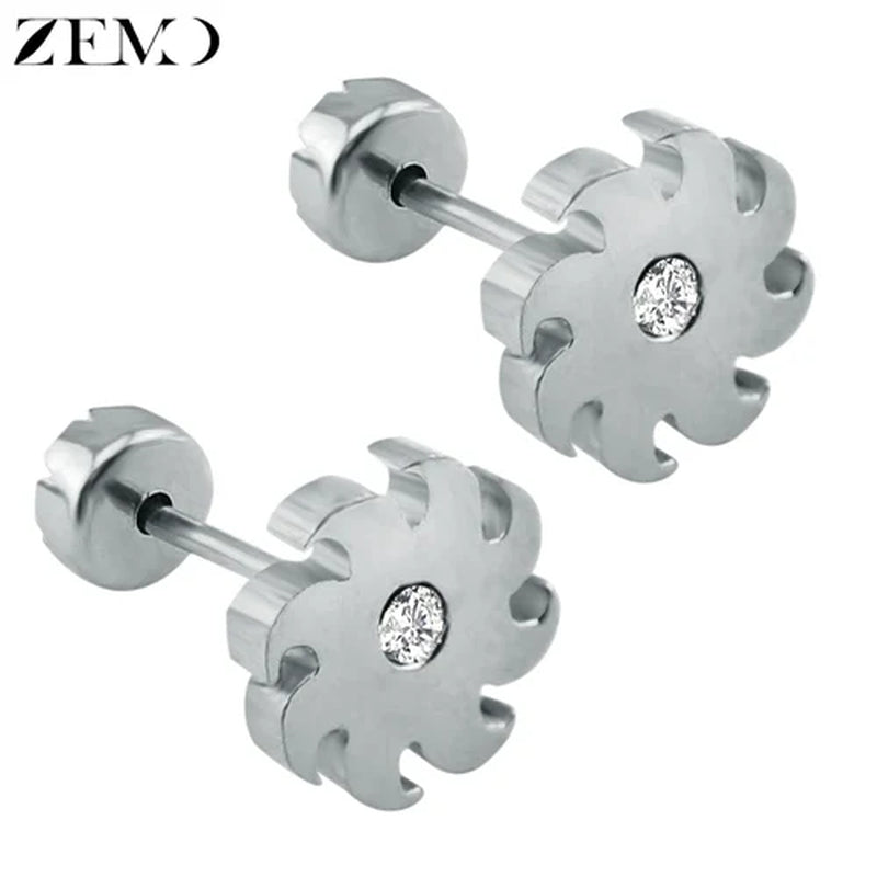 Flower Baby Earrings 316L Stainless Steel Small Stud Earrings Heart Kid Studs Ear Earrings Female Piercing Jewelry Women