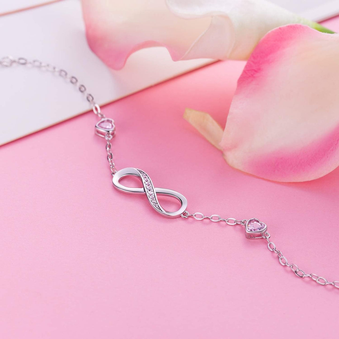 Infinity Love Bracelets for Women 925 Sterling Silver Womens Bracelet Love Symbol Charm Adjustable Bracelet Jewelry