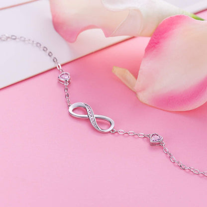Infinity Love Bracelets for Women 925 Sterling Silver Womens Bracelet Love Symbol Charm Adjustable Bracelet Jewelry