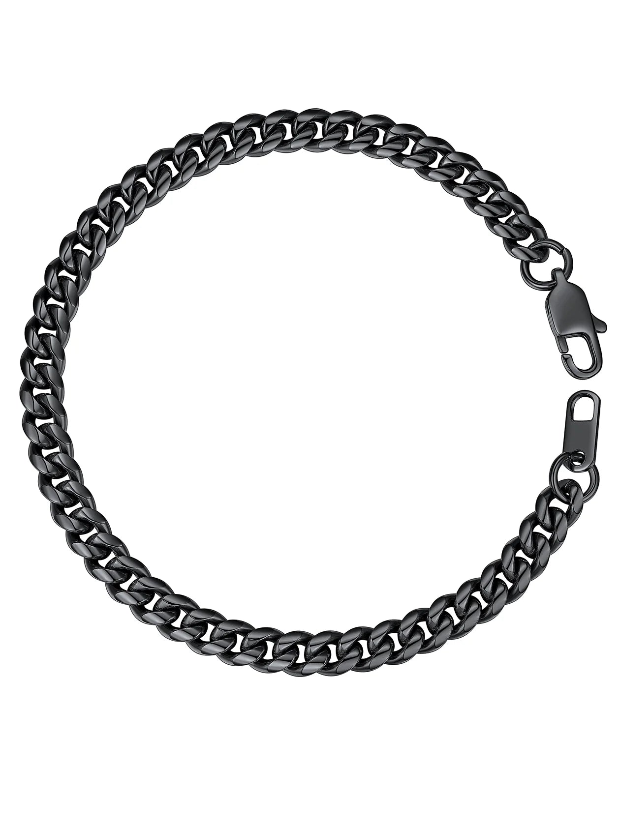 Men Chain Bracelet Black Cuban Curb Bracelet 6MM 7.5 Inch Wrist Bracelet Mens Stainless Steel Jewelry