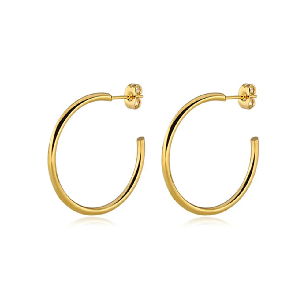 New Fashion round Circle Earrings Female Gold Silver Color Stainless Steel Stud Earrings for Women 2023 Trend Party Jewelry Gift