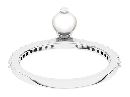 I1 G 0.20 Carat Genuine Diamond Pearl Anniversary Wedding Ring 14K Rose Gold