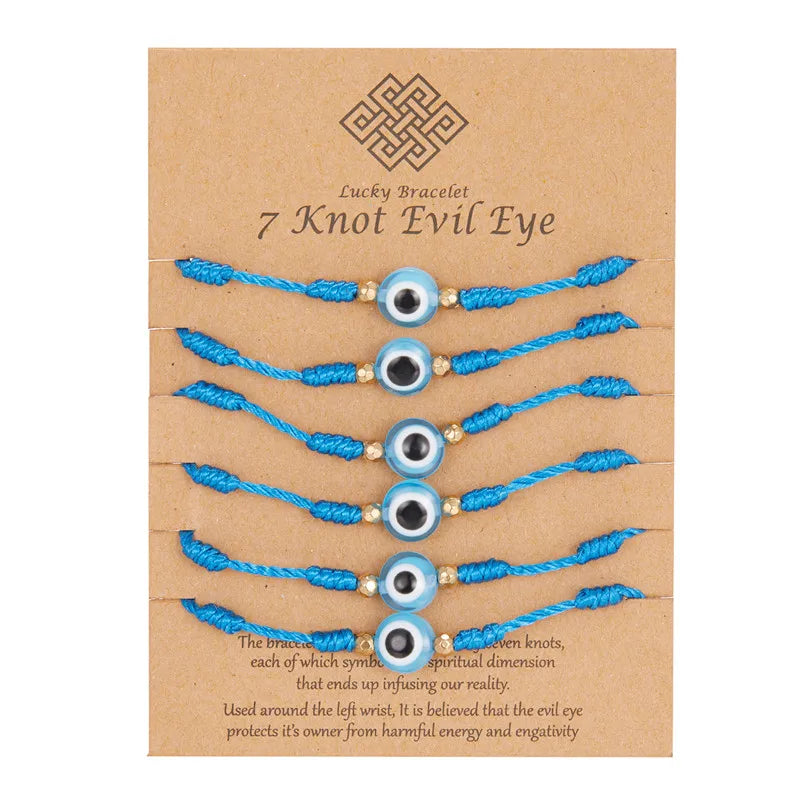 6Pcs/Set Handmade Turkish Lucky Evil Eye Bracelets for Women Men Blue Eyes Braided Red Rope Lucky Bracelet Friendship Jewelry