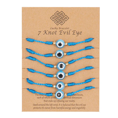 6Pcs/Set Handmade Turkish Lucky Evil Eye Bracelets for Women Men Blue Eyes Braided Red Rope Lucky Bracelet Friendship Jewelry