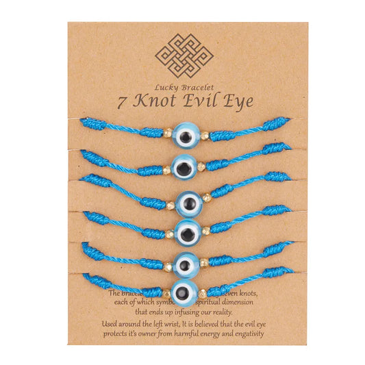 6Pcs/Set Handmade Turkish Lucky Evil Eye Bracelets for Women Men Blue Eyes Braided Red Rope Lucky Bracelet Friendship Jewelry