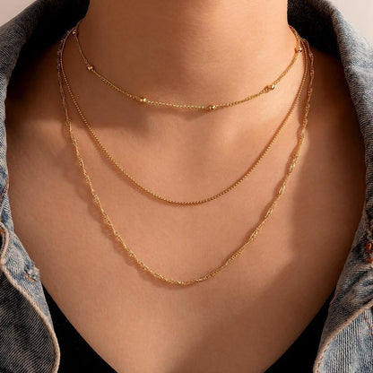 Dainty Gold Necklace for Women, Trendy 14K Gold Plated/Sterling Silver Satellite Choker Necklace Thin Beaded Layered Choker Necklaces Discs Paperclip Chain Necklaces Womens Simple Jewelry Gift