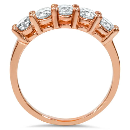 Pompeii 1 1/4 Ct 5 Stone round Cut Diamond Wedding Anniversary Ring 14K Rose Gold