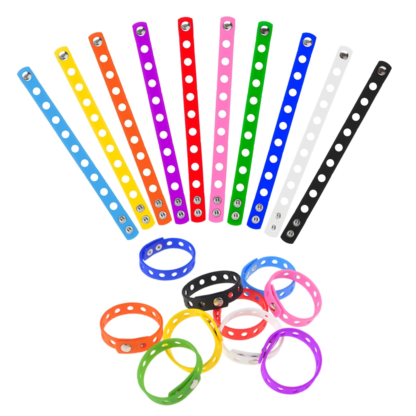 10 Pcs Adjustable Cute Wristbands, Multi-Color Rubber Charm Bracelets for Boys and Girls, Party Favors