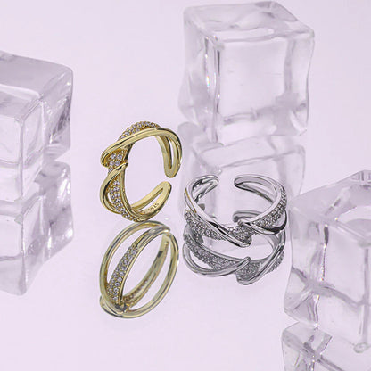 Double Parallel Lines Twisted Rings - 925 Silver Sterling