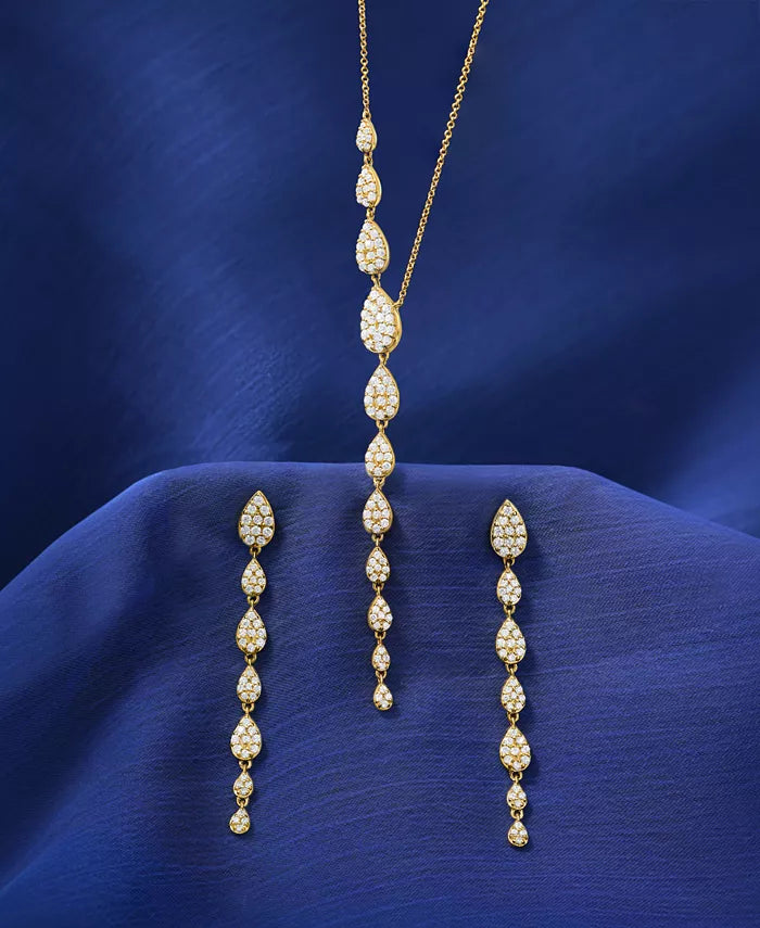 Diamond Cluster Linear Drop Earrings (1 Ct. T.W.) in 14K Gold or 14K White Gold, Created for Macy'S
