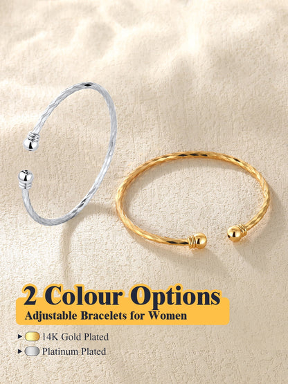 Women Twisted Silver Cuff Bangle Open Bracelet Fashion Bangle Adjustable Hand Braclet Solid Jewelry Birthday Gift