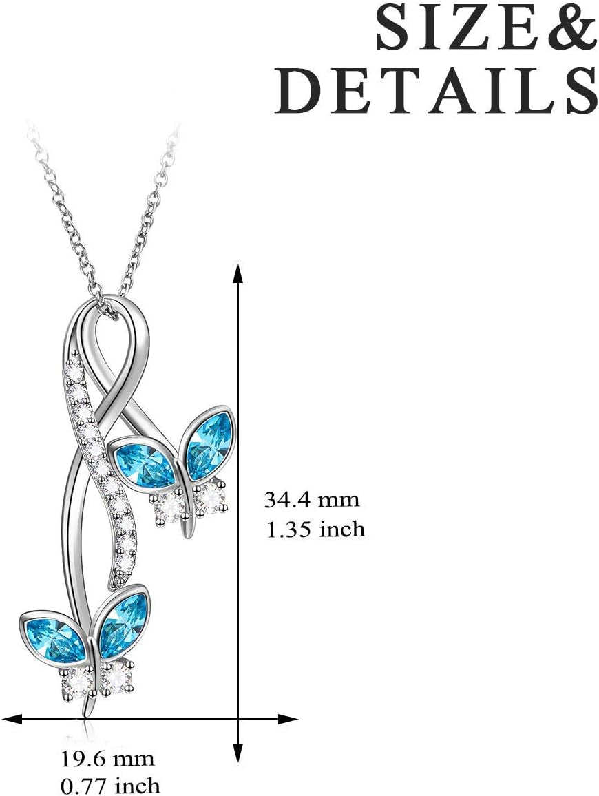 Sterling Silver Infinity Butterfly Necklace Embellished with Crystals from Austria, Anniversary Birthday Butterfly Gifts for Butterfly Lovers, Fine Butterfly Jewelry Gifts for Women