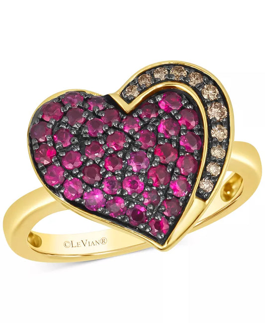 GODIVA X â® Passion Ruby (3/4 Ct. T.W.) & Chocolate Diamond (1/10 Ct. T.W.) Heart Ring in 14K Gold