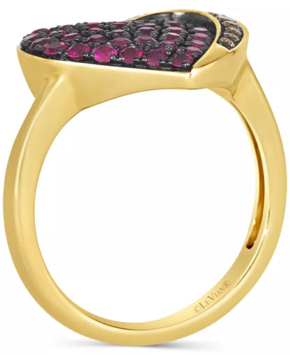 GODIVA X â® Passion Ruby (3/4 Ct. T.W.) & Chocolate Diamond (1/10 Ct. T.W.) Heart Ring in 14K Gold