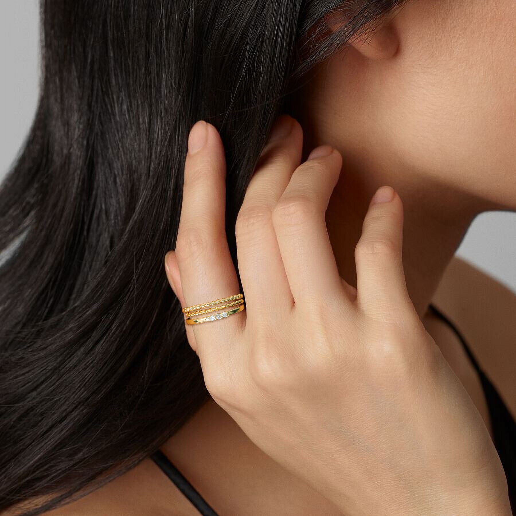 4PCS 14K Gold Filled Plated Rings for Women Mom Wife,Non Tarnish Knuckle Dainty Fashion CZ Ring Pinky Thin Thumb Stackable Ring Set Birthday Jewelry Gifts Size 6/7/8/9/10