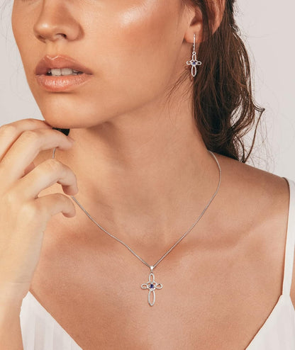 Celtic Knot Cross Earrings Sterling Silver Dangle Drop Earrings Birthstones Heart Religious Leverback Jewelry for Women