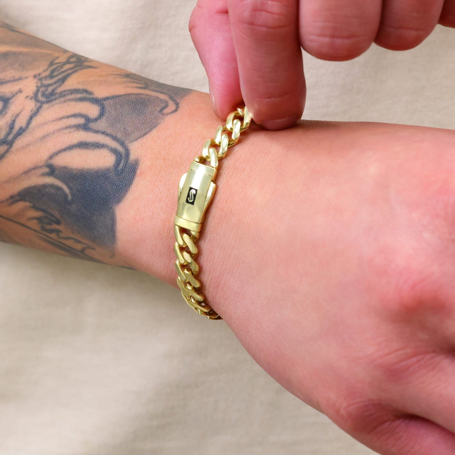 14K Real Yellow Gold Royal Monaco 7.5Mm Miami Cuban Link Bracelet (7"-9") Italian Jewelry for Men & Women