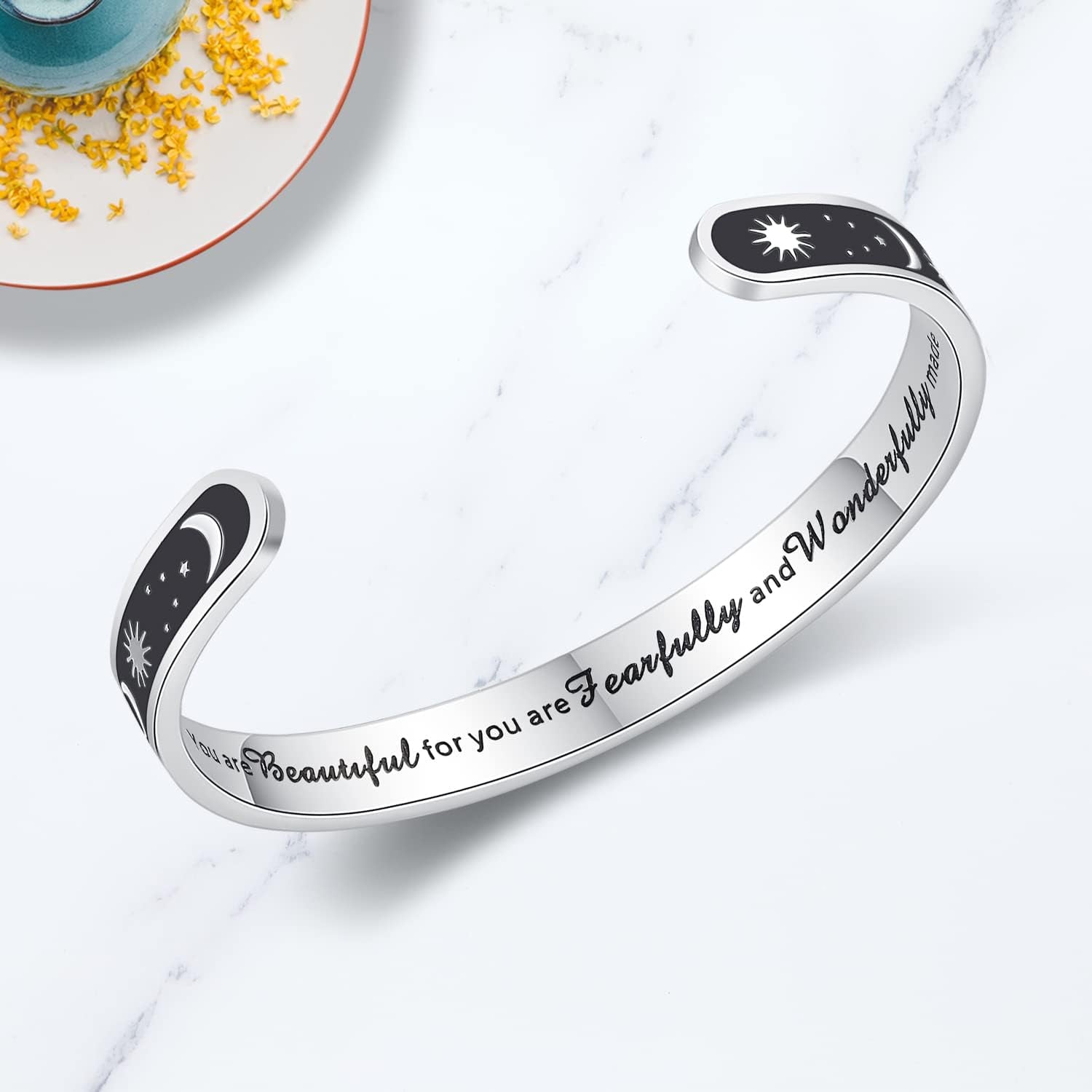 Inspirational Bracelets for Women Teen Girls Personalized Gifts for Daughter Granddaughter Mom Sister Friends Stainless Steel Engraved Cuff Birthday Easter Christmas