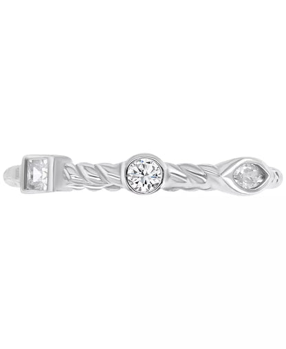 4-Pc. Set Cubic Zirconia Mixed-Cut Bezel & Claw Set Stack Rings