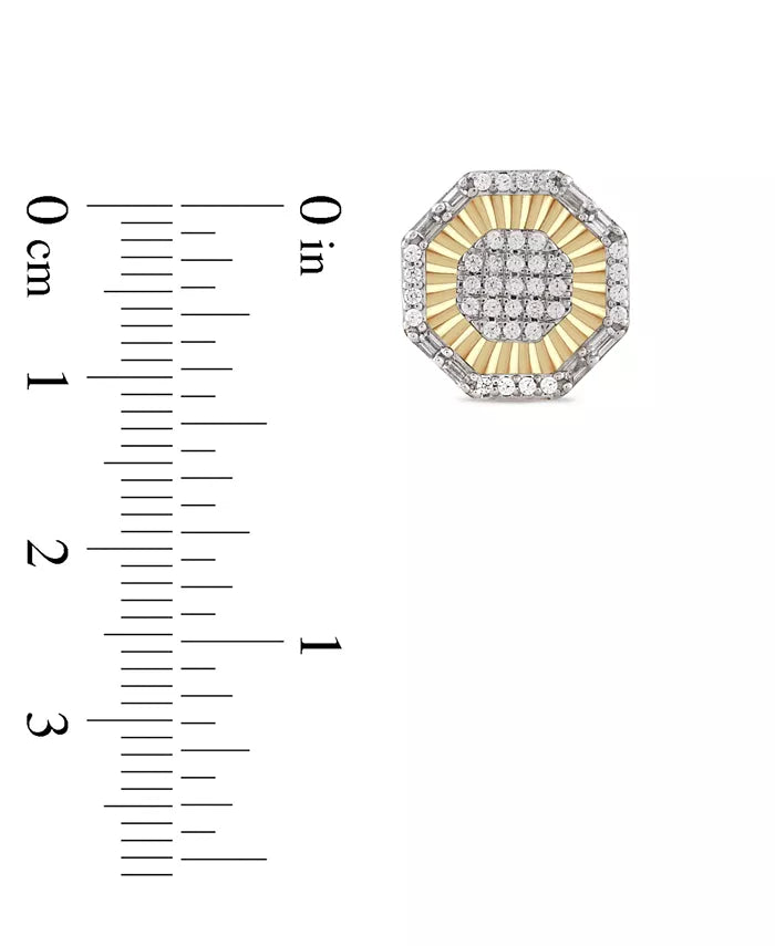 Men'S Diamond round & Baguette Hexagon Halo Cluster Stud Earrings (1/4 Ct. T.W.) in 10K Gold