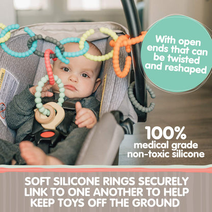 - Baby Silicone Links - Multi Use Baby Toy Rings - Attach Toys & Teethers to Stroller, Car Seat & More - Medical Grade Silicone, BPA Free & Phthalate Free