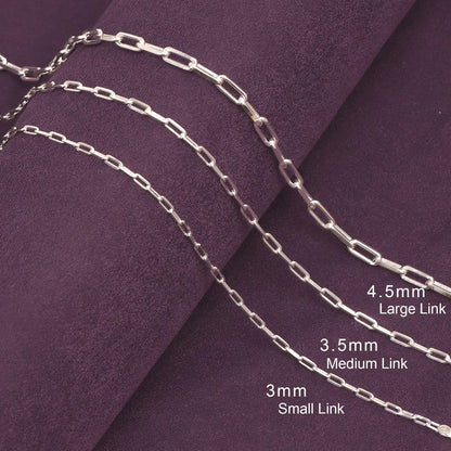 925 Sterling Silver Chain Necklace for Womens, Lightweight 3MM Italian Paperclip Link Chain Necklace 16" Inch Jewelry Gifts for Women