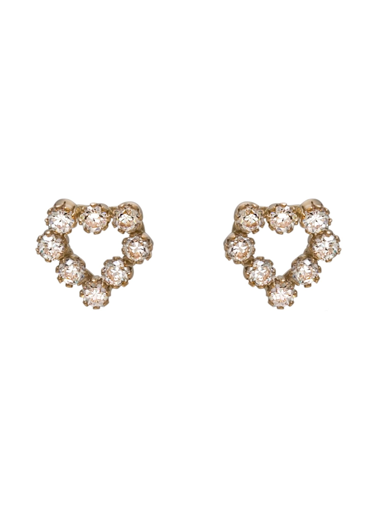 Girls' 14K Yellow Gold Cubic Zirconia Heart Cluster Stud Earrings