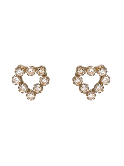 Girls' 14K Yellow Gold Cubic Zirconia Heart Cluster Stud Earrings