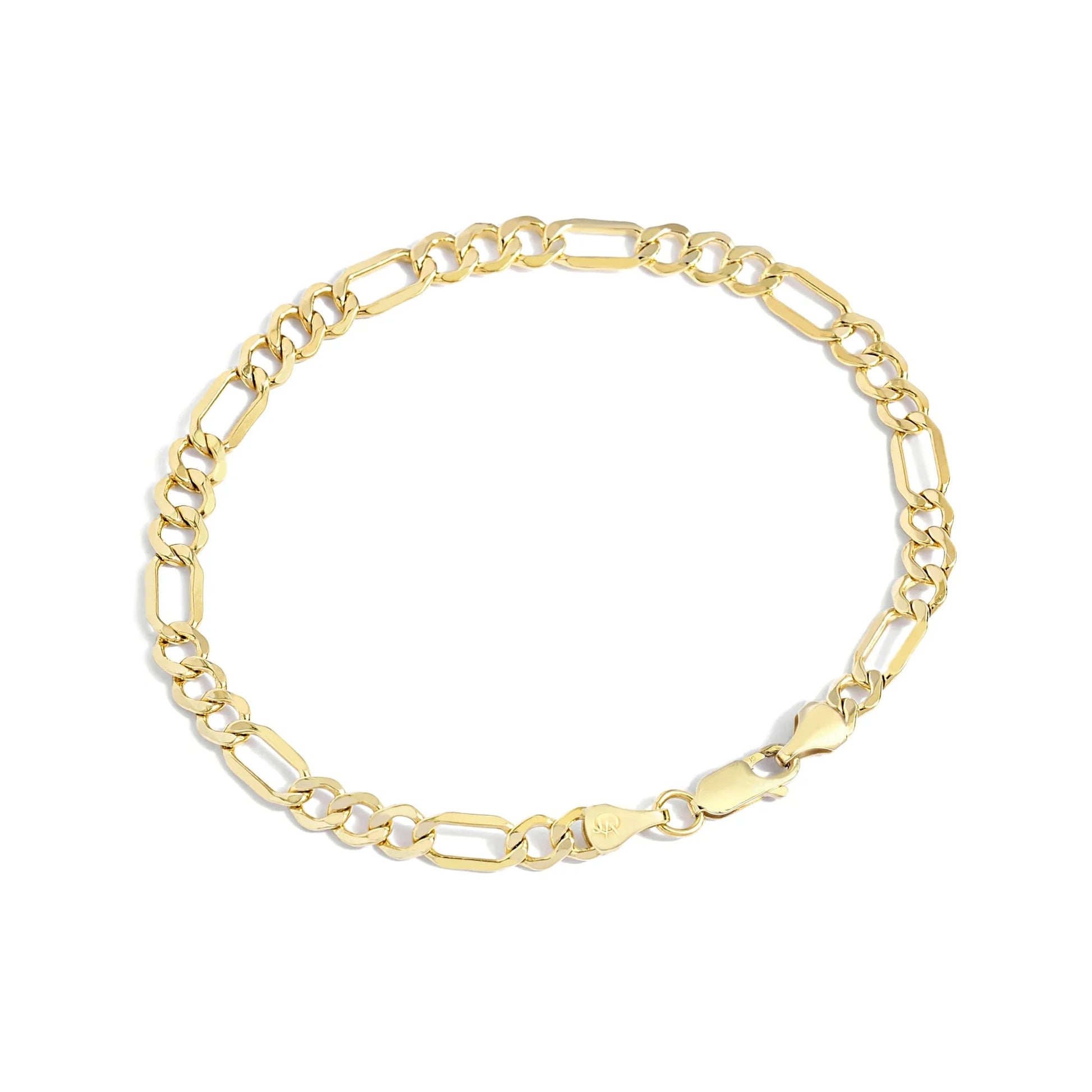 Gold Filled Chain Bracelet Collection - 14K Solid Yellow Gold Filled Figaro Chain Bracelets for Women and Men with Different Sizes (4.7Mm)