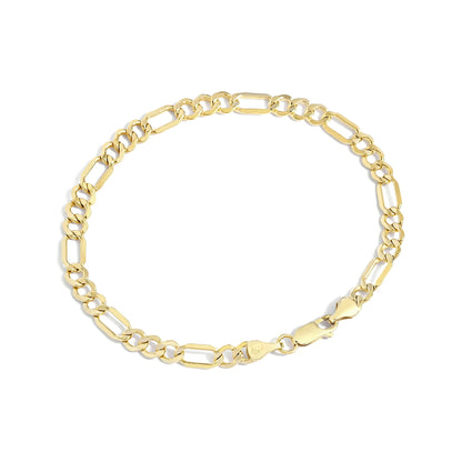 Gold Filled Chain Bracelet Collection - 14K Solid Yellow Gold Filled Figaro Chain Bracelets for Women and Men with Different Sizes (4.7Mm)