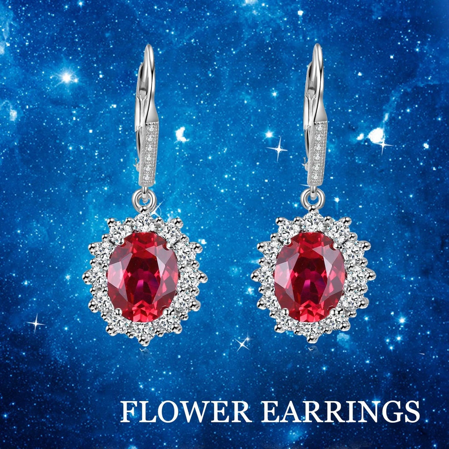 Sterling Silver Created Oval Cut Birthstone Drop Dangle Women Leverback Earrings Gifts for Women Mom