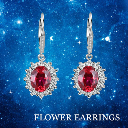 Sterling Silver Created Oval Cut Birthstone Drop Dangle Women Leverback Earrings Gifts for Women Mom