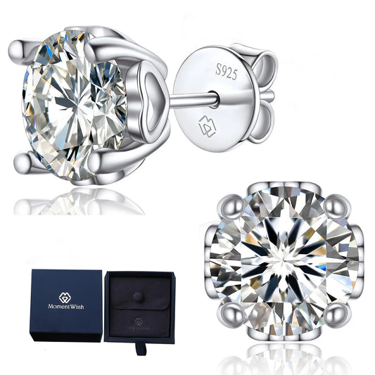 Moissanite Studs Earrings, 2CT D Color VVS1 Sparkly Lab Created Diamond Earrings S925 Sterling Silver,Gifts for Women