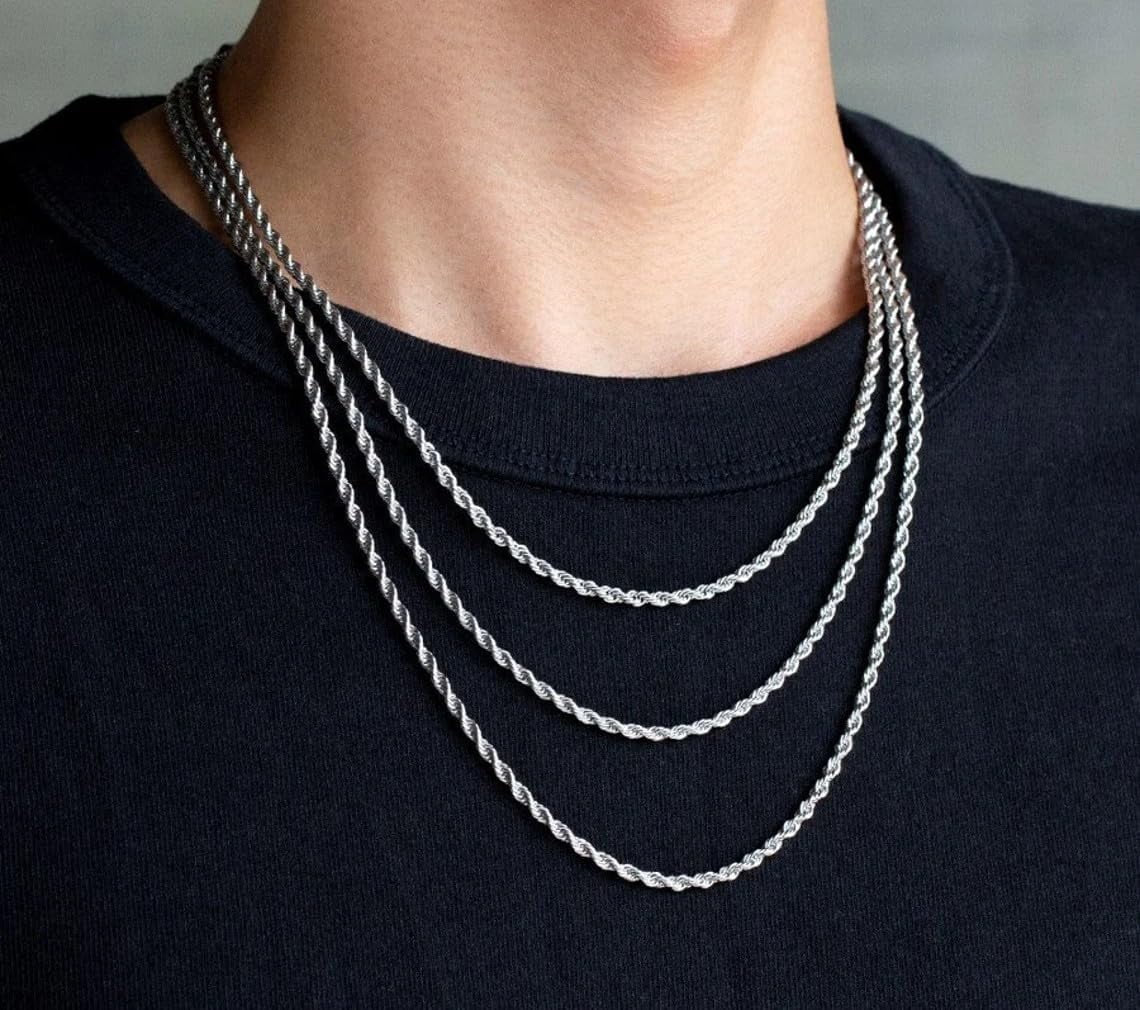 Gold Rope Chain for Men 2.5Mm 3Mm 4Mm 18K Gold Plated Stainless Steel Rope Chain Necklace for Mens Women