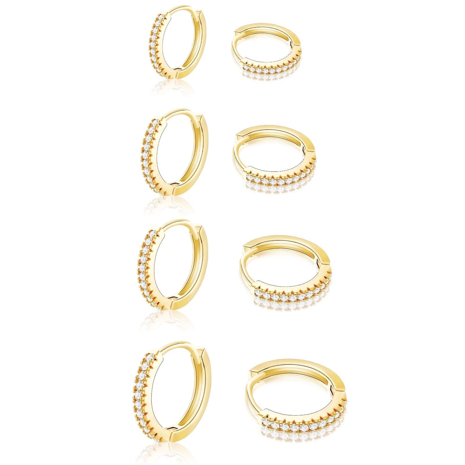 4 Pairs Small Hoop Earrings for Women,Gold Small Cubic Zirconia Huggie Hypoallergenic Earrings Set for Multiple Piercing,Dainty Cartilage Earrings for Women Wedding Birthday Jewelry Gifts